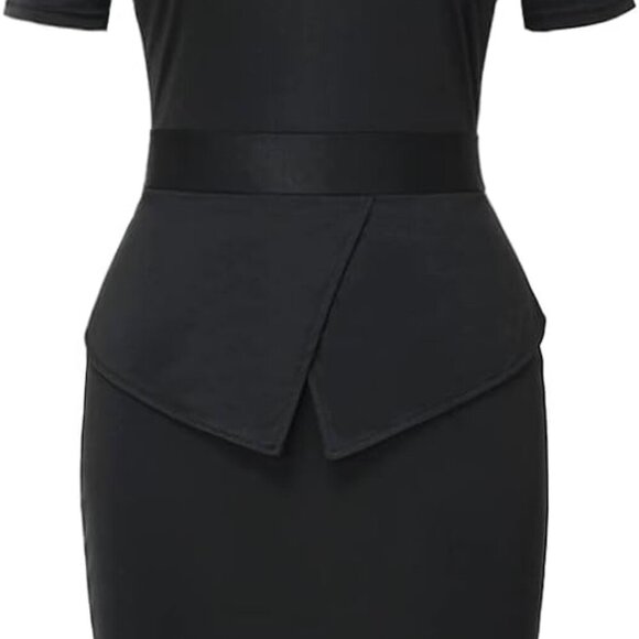 Women Clergy Dress Black Bodycon Short Sleeve Office Church Wear - Picture 1 of 6